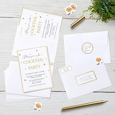 Avery Invitation Cards with Metallic Gold Borders (AVE3325)