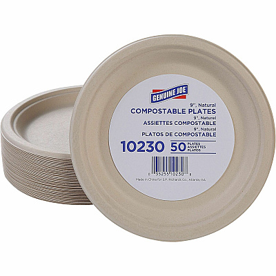 Genuine Joe 9" Compostable Plates (GJO10230CT)