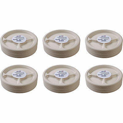 Genuine Joe 10" 3-Compartment Compostable Plates (GJO10231CT)