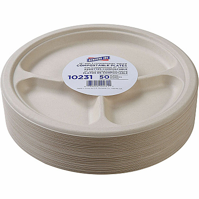 Genuine Joe 10" 3-Compartment Compostable Plates (GJO10231CT)