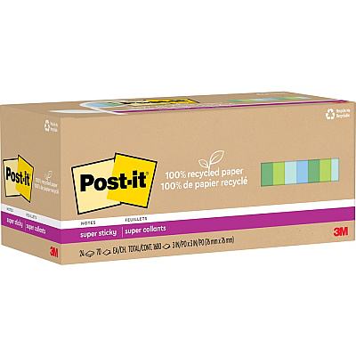 Post-it Recycled Super Sticky Notes (MMM654R24SSTCP)