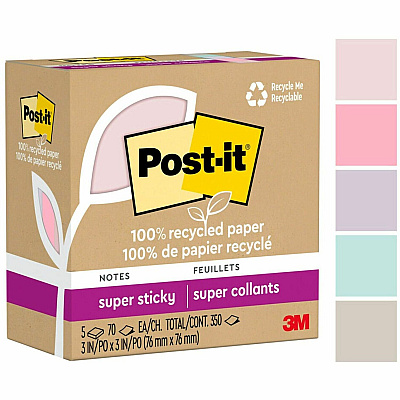 Post-it Recycled Super Sticky Notes (MMM654R5SSNRP)