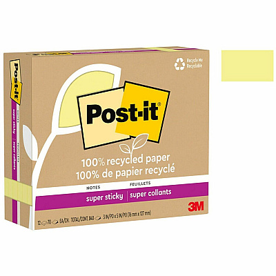 Post-it Recycled Super Sticky Notes (MMM655R12SSCY)