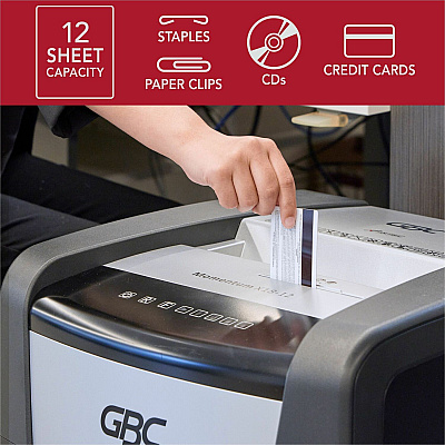 GBC Momentum Paper Shredder, M12-12, Micro-Cut, Anti-Jam, 12 Sheets (GBCWSM177003)