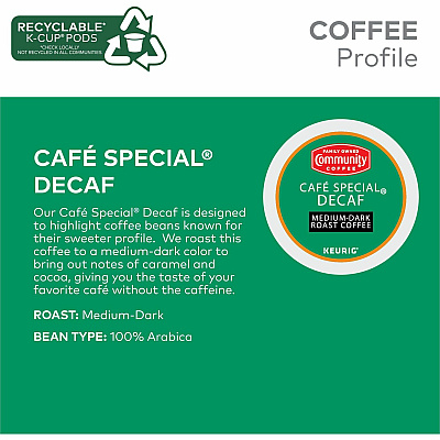 Community Coffee K-Cup Cafe Special Decaf Blend Coffee (GMT64080)