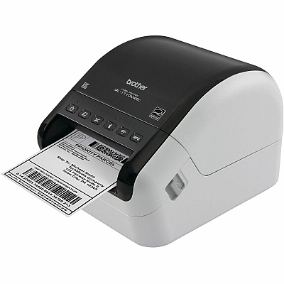 Brother QL-1110NWBC Desktop Direct Thermal Printer - Monochrome - Label Print - Ethernet - USB - Bluetooth - White, Glossy Black