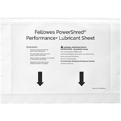 Fellowes Powershred Performance+ Lubricant Sheets (FEL4015501)