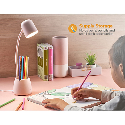 Bostitch Desk Lamp with Storage Cup, Pink (LED2105PNK)