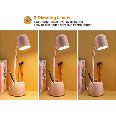 Bostitch Desk Lamp with Storage Cup, Pink (LED2105PNK)