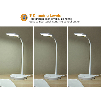 Bostitch Qi Wireless Charging LED Desk Lamp White (LED2107WHT)