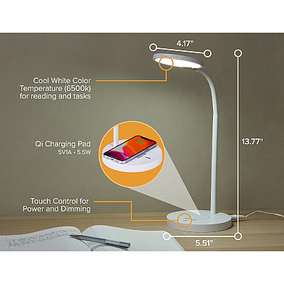 Bostitch Qi Wireless Charging LED Desk Lamp White (LED2107WHT)