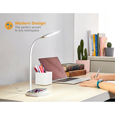Bostitch Qi Wireless Charging LED Desk Lamp White (LED2107WHT)