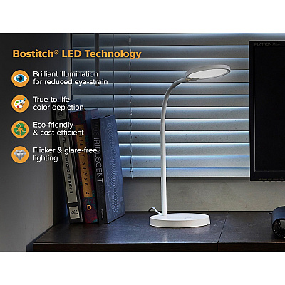 Bostitch Qi Wireless Charging LED Desk Lamp White (LED2107WHT)