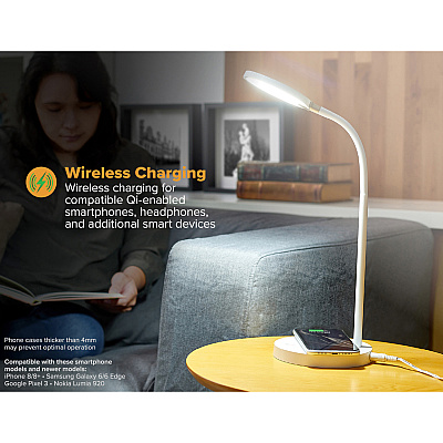 Bostitch Qi Wireless Charging LED Desk Lamp White (LED2107WHT)