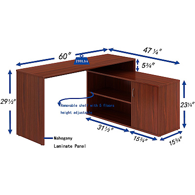 LYS L-Shape Workstation with Cabinet (LYSDK103RRMH)