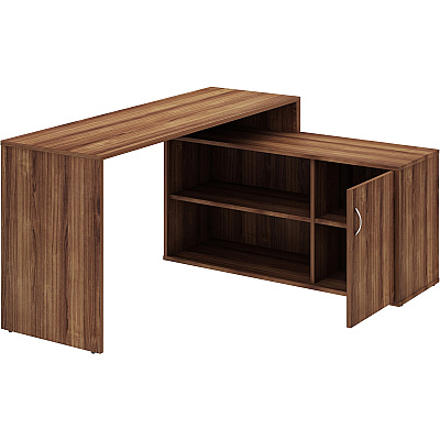 LYS L-Shape Workstation with Cabinet (LYSDK103RRWT)