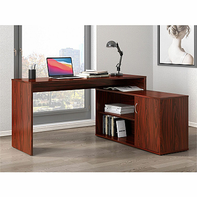 LYS L-Shape Workstation with Cabinet (LYSDK103RRWT)