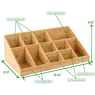 Mind Reader Bali 11-Compartment Bamboo Organizer (EMSCOMORGBM)