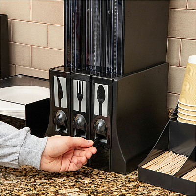 Mind Reader 3-Compartment Utensil Dispenser Organizer (EMSCUTDISPBK)