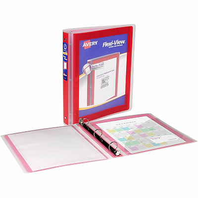 Avery Flexi-View 3 Ring Binder, 1 Inch Round Rings, 1 Red Binder (AVE17606)