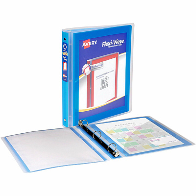 Avery Flexi-View 3 Ring Binder, 1 Inch Round Rings, 1 Blue Binder (AVE17607)