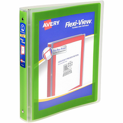 Avery Flexi-View 3 Ring Binder, 1 Inch Round Rings, 1 Chartreuse Green Binder (AVE17608)