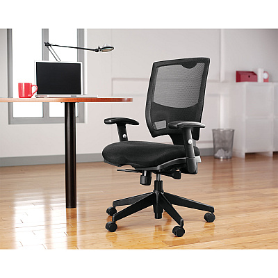 Alera Epoch Series Fabric Mesh Multifunction Chair, Supports Up to 275 lb, 17.63" to 22.44" Seat Height, Black (ALEEP42ME10B)