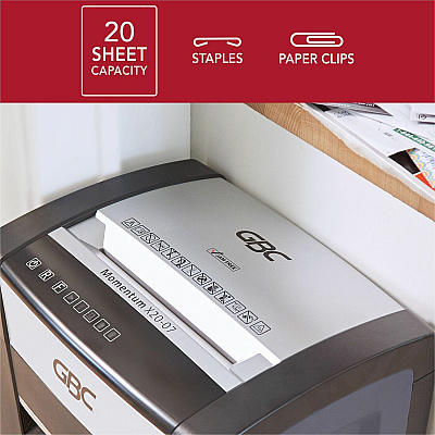 GBC Momentum Paper Shredder, X20-07, Micro-Cut, P-4, Anti-Jam, 20 Sheets (GBCWSM177001)