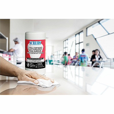 SCRUBS No Rinse Food Surface Disinfectant Wipes (ITW97080)