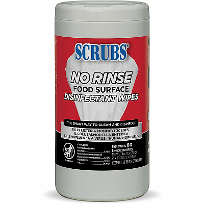 SCRUBS No Rinse Food Surface Disinfectant Wipes (ITW97080)