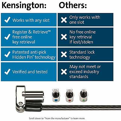 Kensington Universal 3-in-1 Keyed Laptop Lock (KMW62318)