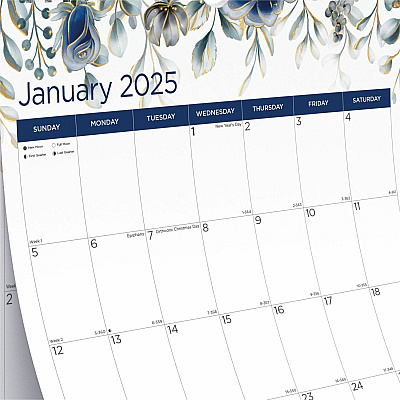 Blueline Abstract Floral Monthly Wall Calendar (REDC173128)