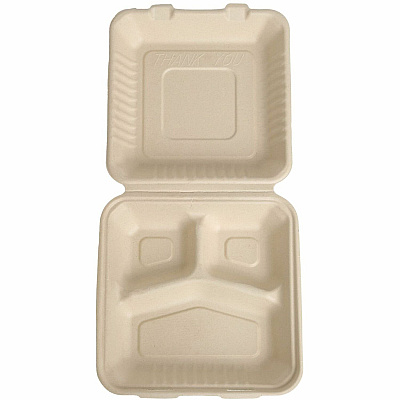 BluTable 39 oz 3-Compartment Portable Clamshell Containers (RMLMFHC93C)