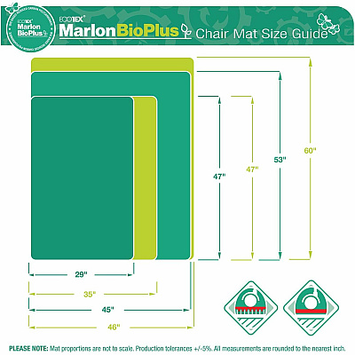 Cleartex Marlon BioPlus Floortex Ecotex BioPlus Eco Friendly Carbon Neutral Polycarbonate Chair Mat for Hard Floors - 35" x 47" (FLRNCCMFLBS0002)