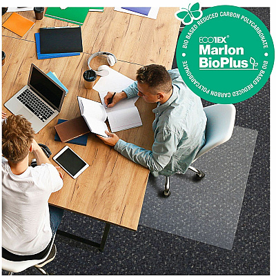 Cleartex Marlon BioPlus Floortex Ecotex BioPlus Eco Friendly Carbon Neutral Polycarbonate Chair Mat for Carpet - 35" x 47" (FLRNCCMFLBG0002)