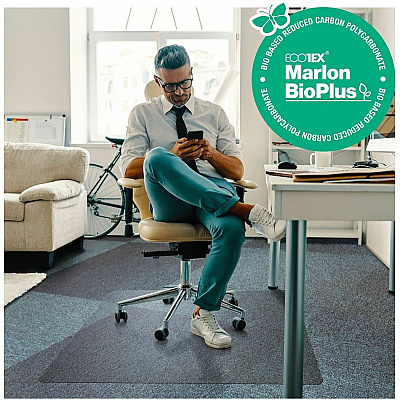 Cleartex Marlon BioPlus Floortex Ecotex BioPlus Eco Friendly Carbon Neutral Polycarbonate Chair Mat for Carpet - 35" x 47" (FLRNCCMFLBG0002)
