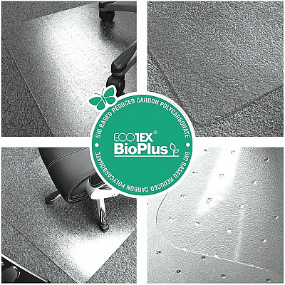 Floortex Ecotex BioPlus Polycarbonate Chair Mat for Low / Medium Pile Carpets - 45" x 53" (NCCMFLBG0003)