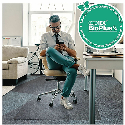Floortex Ecotex BioPlus Polycarbonate Chair Mat for Low / Medium Pile Carpets - 45" x 53" (NCCMFLBG0003)