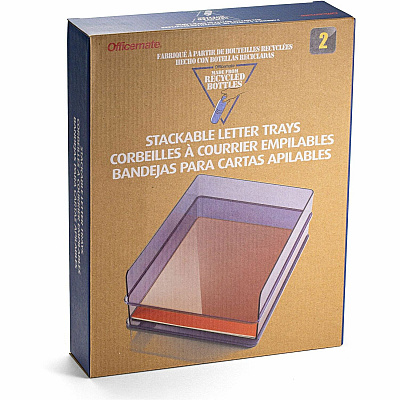 Officemate Stackable Letter Trays, Made from Recycled Bottles, 2PK (OIC21040)