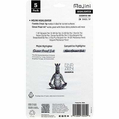 Zebra Mojini Single Ended Highlighters (ZEB70205)