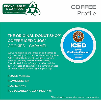 The Original Donut Shop K-Cup Iced Duos Cookies and Caramel Coffee (GMT9881)