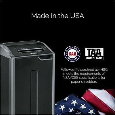 Fellowes Powershred 425HSG 100% Jam Proof BAA & TAA Compliant High Security Shredder (4251501)