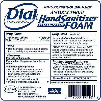 Dial Hand Sanitizer Foam Refill (DIA19717)