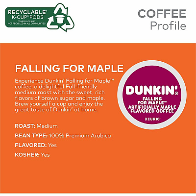 Dunkin Donuts Dunkin Donuts K-Cup Falling for Maple Artificially Maple Flavored Coffee (GMT1478)