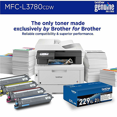 Brother MFC-L3780CDW Wireless Digital Color All-in-One Printer with Laser Quality Output, Copy, Scan, and Fax, Single Pass Duplex Copy and Scan, Duplex and Mobile Printing, Gigabit Ethernet