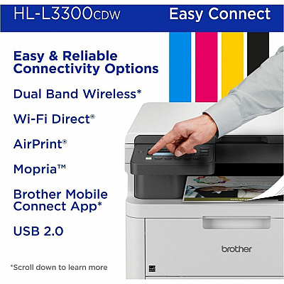 Brother HL-L3300CDW Wireless Digital Color Multi-Function Printer with Laser Quality Output, with Copy & Scan, Duplex and Mobile Printing