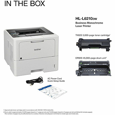 Brother HL-L6210DW Business Monochrome Laser Printer with Large Paper Capacity, Wireless Networking, and Duplex Printing