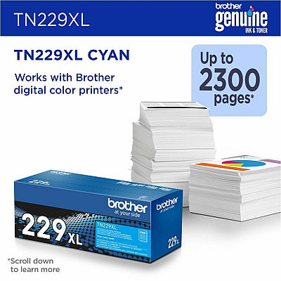 Brother Genuine TN229XLC High-yield Cyan Toner Cartridge