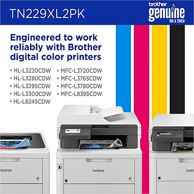 Brother Genuine TN229XL2PK High-yield Black Toner Cartridge Twin-Pack
