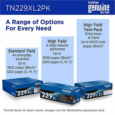 Brother Genuine TN229XL2PK High-yield Black Toner Cartridge Twin-Pack